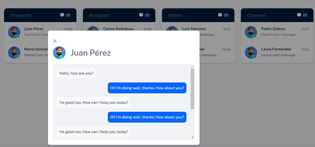 Chat Interface with Juan Pérez